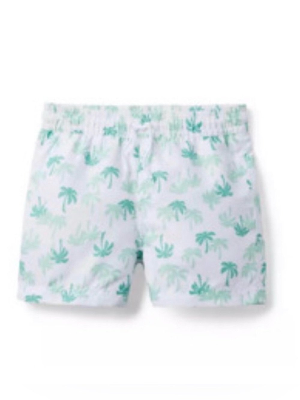 Janie and Jack White Swim Trunks with Mint Green Palm Print